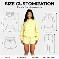 Ensemble 2 pièces en molleton épais personnalisé, style streetwear décontracté, avec sweat à capuche oversize à imprimé en relief et short de survêtement à cordon de serrage, pour femme
