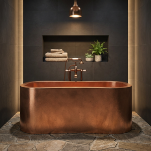 Bañera Ovalada de Cobre Moderna Independiente, Bañera de Metal para Adultos - Artesanía India - Product Image 1