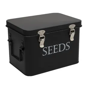 Garden Seed Storage Tin Seed Packet Storage Metal Seed Box Container With Dividers