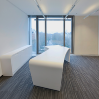 Ensemble de bureau de direction en Corian blanc personnalisé, mobilier commercial haut de gamme et durable