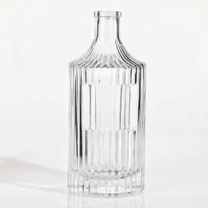 Deluxe Neck Super Flint 500ml 750ml Whiskey Vodka Glass Bottles With Cork Lid