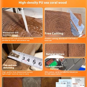 PU moderne Anti-culturel carbonisé panneau <span class=keywords><strong>de</strong></span> Grain <span class=keywords><strong>de</strong></span> bois anneau annuel lumière rétro fond mur pour hôtel chez l'habitant Villa décor - Product Image 5