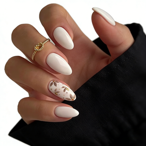 Venta al por Mayor de 10 <span class=keywords><strong>Uñas</strong></span> Postizas de Cobertura Completa Hechas a Mano, Estilo Europeo, Diseño de Almendra Blanca, <span class=keywords><strong>Uñas</strong></span> Acrílicas Artificiales - Product Image 3