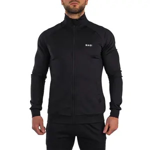 Zipper up no hood premium embroidery hoodie fitness casual streetwear high quality fabric mens sweat shirt
