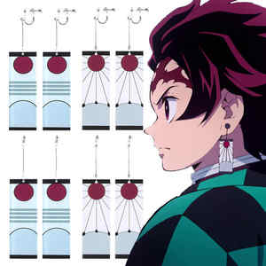 10 diseño Anime acrílico gota pendientes Anime Demon Slayear Kamado Tanjirou Nezuko acrílico encanto pendientes Cosplay artesanías de plástico - Product Image 1