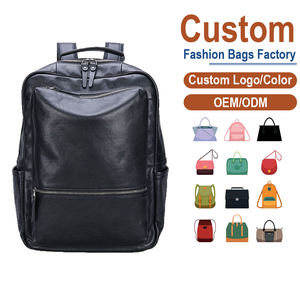 Sac à dos en cuir véritable noir huilé pour homme - Fermeture éclair frontale diagonale, OEM pour les marques recherchant une utilité urbaine et une touche raffinée - Product Image 2