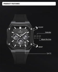 NAVIFORCE 8037 <span class=keywords><strong>BBB</strong></span> All Black Silicone Big Dial Small Three Needle Relojes de pulsera de cuarzo para hombres Luxury Small Three Needle Watches - Product Image 5