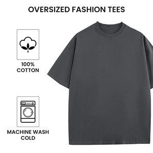 เสื้อยืดคอกลมแขนสั้นทรงโอเวอร์ไซส์สำหรับผู้ชาย ผ้าฝ้าย 100% เนื้อหนา ทรงหลวม ลายเรียบ สไตล์วินเทจ - Product Image 3