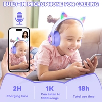 BT V5.3 Headset Gaming dapat dilipat, headphone nirkabel telinga kucing RGB untuk PC Headset kucing kapsul luar angkasa 3D lucu untuk hadiah anak perempuan