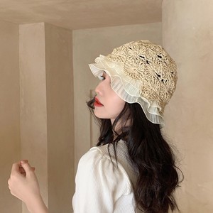 <span class=keywords><strong>Sombrero</strong></span> de paja de encaje para mujer primavera y otoño verano hueco Internet Popular playa 2023 nuevo lavabo de pantalla - Product Image 3