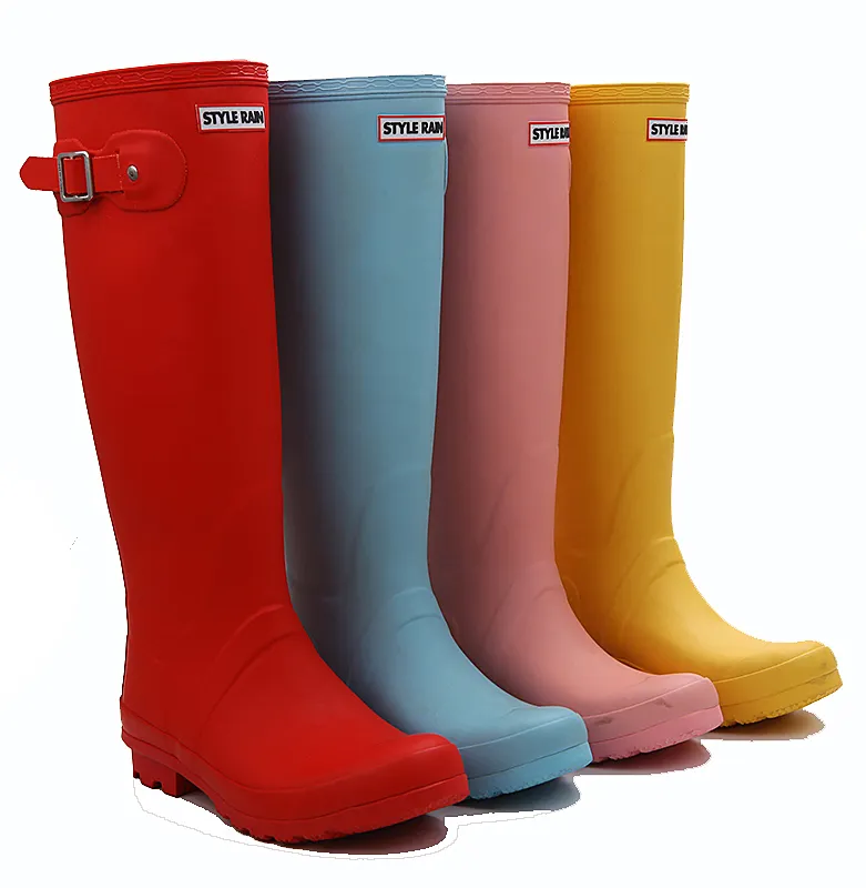 Bottes de pluie pour femmes en caoutchouc gomme de latex sur mesure à talon haut épais de couleur élégante jungle brillante sexy