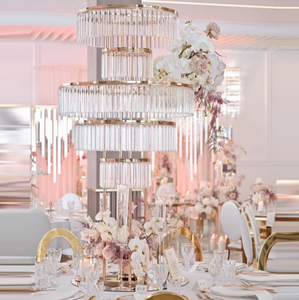 Support floral en métal/acrylique électroplaqué pour mariage, décoration de scène pour hôtel et salle de banquet, montage facile - Product Image 3