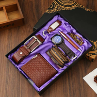 Coffret Cadeau Homme IStapromo : Montre, Portefeuille, Ceinture, Bracelet, Porte-clés, Chapelet, Trousse à Crayons