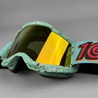 Lunettes de moto rouges en polycarbonate, forme donut, sangle entièrement réglable, protection contre le vent, protection UV, verres miroir anti-reflets, motorsport