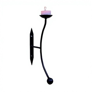 Porte-bougie mural élégant en métal noir, idéal pour la décoration lumineuse de la maison, du salon ou de la chambre. - Product Image 1