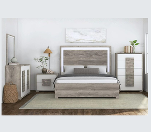 ชุดห้องนอน5ชิ้นสีไม้แบบทันสมัยเตียงขนาดคิงไซส์/ควีนไซส์สำหรับเฟอร์นิเจอร์ห้องนอน - Product Image 1