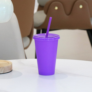 Atlas Solid Color Single Wall 16 Ounce Disposable BPA Free Polypropylene Cold <b>Drink</b> Coffee Cup Tumbler Lid <b>Straw</b> for Party Use - Product Image 4
