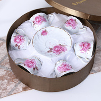 Ourwarm — ensemble de tasses et sous-tasses en porcelaine, motif floral, Vintage fait à la main, en céramique, pour cadeaux, 250 ML, 12 pièces
