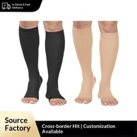Chaussettes de compression sportives à bout ouvert de qualité supérieure, chaussettes de compression élastiques unisexes, chaussettes de compression longues de couleur unie pour le sport