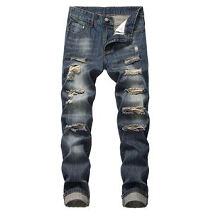 Jeans déchirés personnalisés pour hommes, streetwear, haute qualité, genoux déchirés, <span class=keywords><strong>coupe</strong></span> slim, denim élastique - Product Image 4