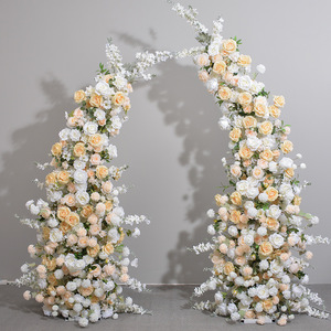 Wedding <b>Arch</b> Flowers Top Artificial Silk Horn Flowers <b>Arch</b> Stand <b>Frame</b> Backdrop with Flowers for Wedding Arrangement Decoration - Product Image 4