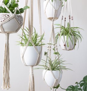 Mini porte-plante en macramé ajouré, <span class=keywords><strong>support</strong></span> pour nid de plantes, style Boho, tenture murale, décoration intérieure moderne pour plantes succulentes, tillandsie - Product Image 2