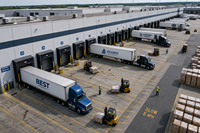 Abri de quai gonflable modulaire pour centre logistique de chargement, en acier au carbone, capacité 10 tonnes, élévateur électrique DH-A, prix usine