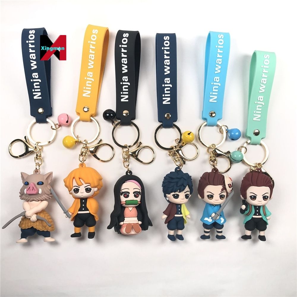 Anime bunded a Slayer lucu gantungan kunci rantai liontin gantungan kunci  pvc Gantungan Kunci