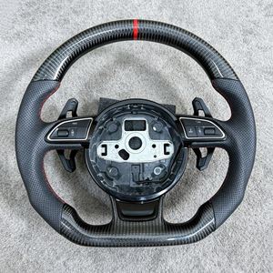 Volant en cuir et fibre de carbone pour <span class=keywords><strong>Audi</strong></span> A1 A3 A4 A5 A6 A7 C5 C6 C7 C7.5 C8 B6 B7 B8 B8.5 B9 8v RS5 RS6 RS7 S5 S6 S7 Q3 - Product Image 4