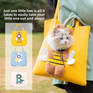 <span class=keywords><strong>Sac</strong></span> de transport extérieur respirant pour animaux de compagnie, style abeille de dessin animé, avec ouverture pour la tête, <span class=keywords><strong>sac</strong></span> à <span class=keywords><strong>dos</strong></span> porté main et épaule pour jeunes chats et chiots - Product Image 1
