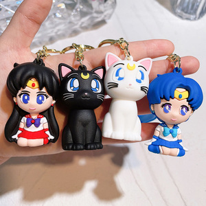 Hot Sale High-quality Cartoon Girls Doll <b>Keychain</b> Gift for Kids <b>Anime</b> 3D Cute Silicone Sailors Moon PVC Cartoon <b>Keychain</b> - Product Image 3