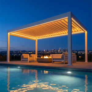 Pergola Bioclimatica Motorizzata Manuale <span class=keywords><strong>in</strong></span> Alluminio Verniciato a Polvere con Tetto a Lamelle per Balcone, Giardino e Terrazzo - Eco-Friendly - Product Image 4