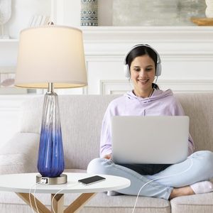 Table <b>Lamps</b> Set Of 2 Modern Glass <b>Bedside</b> <b>Lamp</b> With USB Ports <b>Touch</b> Control Dimmable Nightstand <b>Lamp</b> For Bedroom - Product Image 4
