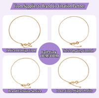 Gelang Rantai Emas 18K Wanita 316L DIY, Manik-manik Emas 18K Lapis, Rantai Ular Kotak, Rantai Baja Anti Karat yang Dapat Disesuaikan untuk Wanita
