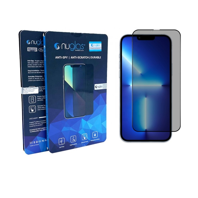 Nuglas Anti Peeping 3D Full Cover Privacy Tempered Glass Screen Protector for iphone 14 Plus 13 Pro Max 15 16 17