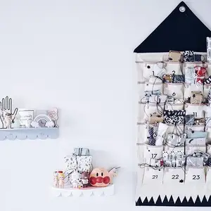 Bolsa de lona para pendurar em parede, decoração de natal, calendário de advente para preencher