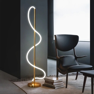 Plafonnier LED suspendu en bande d'or moderne, luminaire décoratif de plafond, idéal pour un salon, une cuisine - Product Image 4