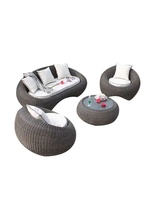 Ensemble de meubles d'extérieur en rotin : canapé, chaise et table basse, amovibles, pour hôtels, balcons, cours et villas