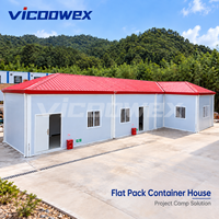 VICDOWEX Maison conteneur préfabriquée avec toit à quatre pignons et construction en panneaux sandwich pour entrepôt, bureau, bâtiment et hébergement