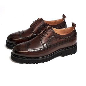Chaussures Derby carrées pour hommes en cuir gaufré brocart, à lacets, rehaussantes, décontractées, pour usage quotidien et formel, résistantes à l'usure et antidérapantes - Product Image 4