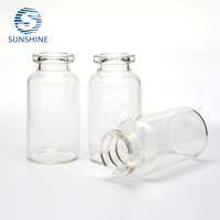 Flacon en verre tubulaire transparent de 15 ml, récipient en verre neutre pour l'emballage de matières premières pharmaceutiques liquides