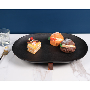 Design moderno di ceramica serveware che serve piatti spuntino antipasto che serve piatti con legno sottopentola - Product Image 5