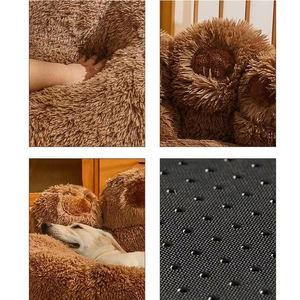 Fabricante de mascotas, venta al por mayor, cojín de invierno cálido y borroso para mascotas, cama para perros y gatos con pata de oso de dibujos animados, cama para Donas para mascotas - Product Image 6