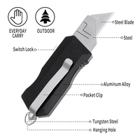 Cuchillo Utilitario de Aleación de Aluminio TGZUO, Cuchillo Táctico EDC de Cambio Rápido de Cuchilla, Cuchillo de Bolsillo para Supervivencia al Aire Libre, Herramienta de Caza con Clip