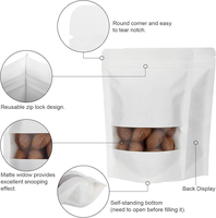 Pochettes zip-lock imprimées sur mesure avec fenêtre avant transparente brillante pour le stockage des aliments, emballages refermables, sacs en papier kraft debout
