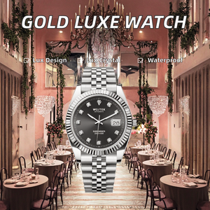 Montre automatique mécanique de luxe pour homme, avec cadran à aiguilles, en alliage, date automatique, verre saphir, or, étanche 30 bars, pour plongée - Product Image 2