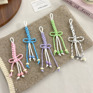 Nouveau Charm de Sac en Nylon Tressé avec Nœud Mignon, Porte-clés Coloré Tissé, Cordon à Pompon Fait Main, Pendentif de Sac pour Accessoires de Sacs Femme - Product Image 2