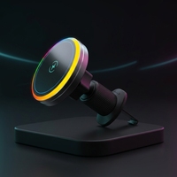 Chargeur de voiture sans fil universel 15W à charge rapide, lumière RGB, veilleuse, fixation magnétique puissante, installation sur grille d'aération, certifié ROHS