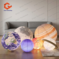 Ballon gonflable lumineux LED en PVC, planètes (Lune, Terre, Soleil, Mars, Saturne) pour la publicité et la décoration d'événements
