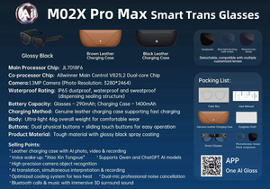 M02X Pro Max AI Smart Glasses 13MP <b>Camera</b> 4K Video Recording EIS <b>Stabilization</b> BT Calling Genuine Leather Charging Case IPX5 - Product Image 6